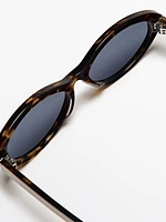 Tortoiseshell-effect oval sunglasses