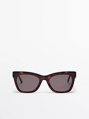 Square tortoiseshell effect sunglasses