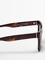 Square tortoiseshell effect sunglasses