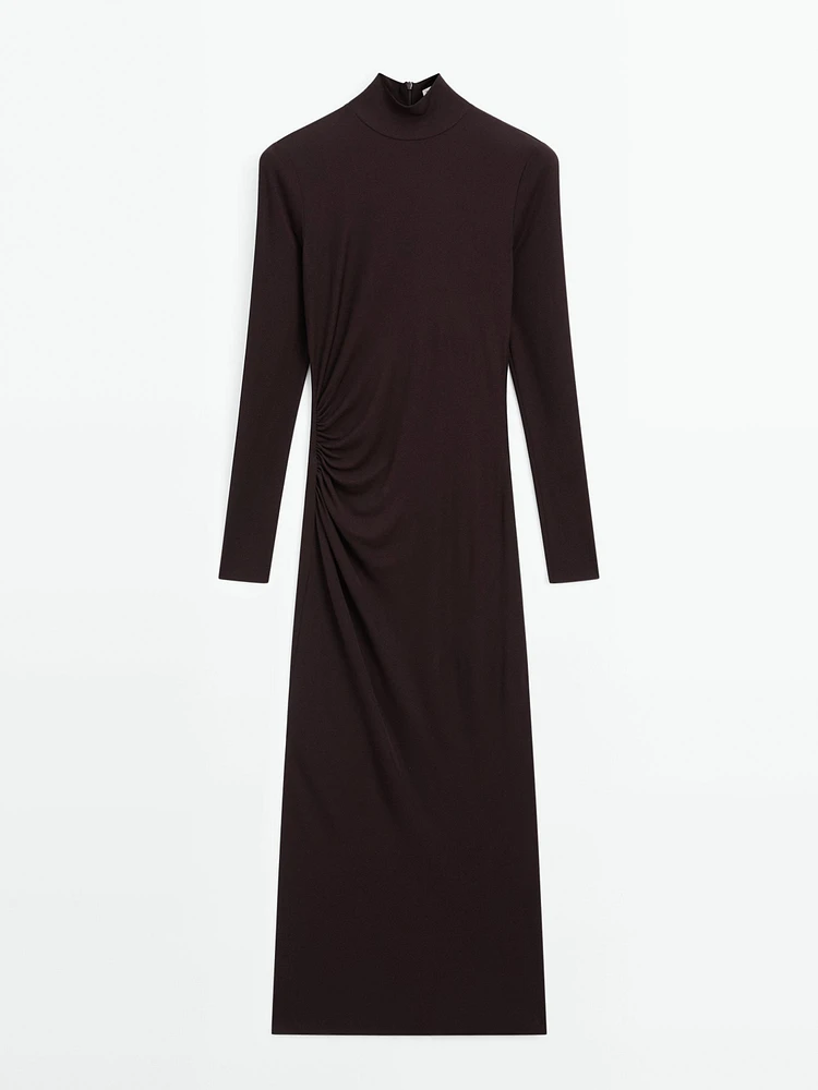 Long sleeve midi dress with gathered detail - Studio