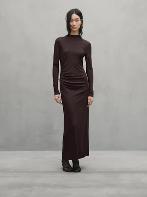 Long sleeve midi dress with gathered detail - Studio