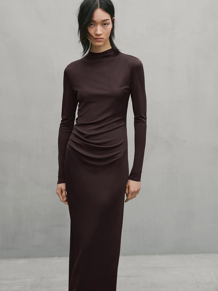 Long sleeve midi dress with gathered detail - Studio