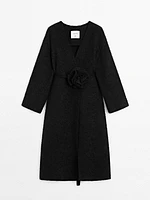 Alpaca blend coat with tie and floral detail - Studio