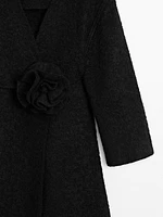 Alpaca blend coat with tie and floral detail - Studio