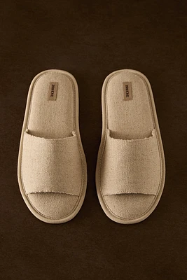 LINEN SLIDER SLIPPERS