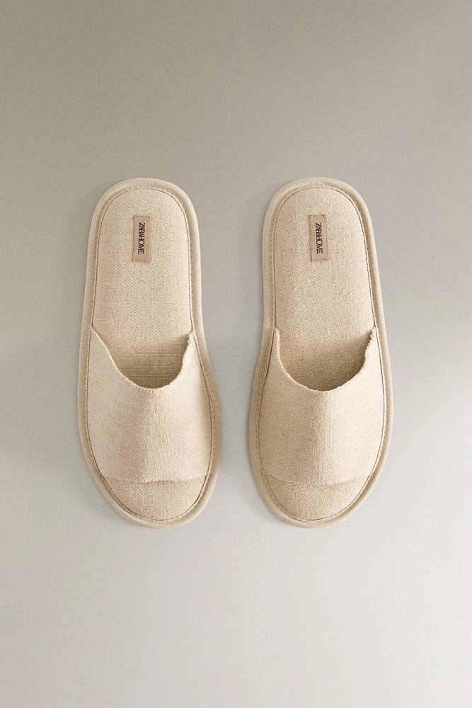 LINEN SLIDER SLIPPERS