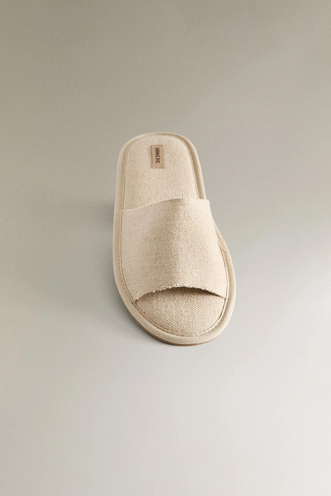 LINEN SLIDER SLIPPERS