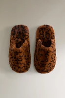 FAUX FUR LEOPARD SLIPPERS