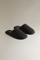 WAFFLE-KNIT SLIPPERS