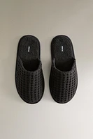 WAFFLE-KNIT SLIPPERS