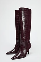 THIN HEEL EMBOSSED BOOTS