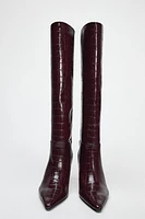 THIN HEEL EMBOSSED BOOTS