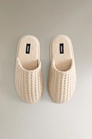 WAFFLE-KNIT SLIPPERS