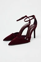 VELVET EFFECT THIN HEELED SHOES