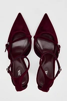 VELVET EFFECT THIN HEELED SHOES