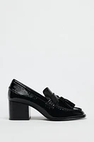 FAUX PATENT TASSELED LOAFERS