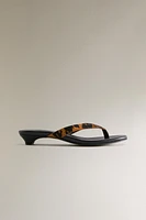 ANIMAL PRINT HEELED LEATHER SANDALS