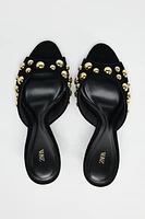 VELVET LOOK STUDDED SANDALS