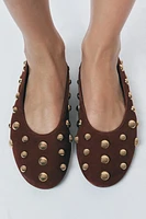 STUDDED SUEDE BALLET FLATS