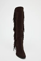 SUEDE FRINGED HIGH SHAFT BOOTS