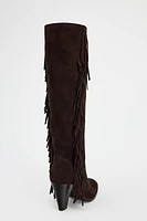 SUEDE FRINGED HIGH SHAFT BOOTS