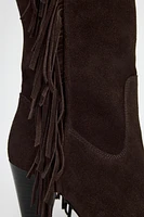 SUEDE FRINGED HIGH SHAFT BOOTS