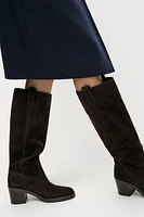 HEELED SUEDE KNEE HIGH BOOTS