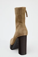 SUEDE PLATFORM HEELED ANKLE BOOTS