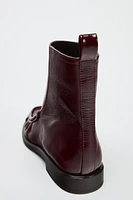 RUCHED LEATHER ANKLE BOOTS