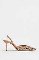 BEADED MESH OPEN BACK HEELS