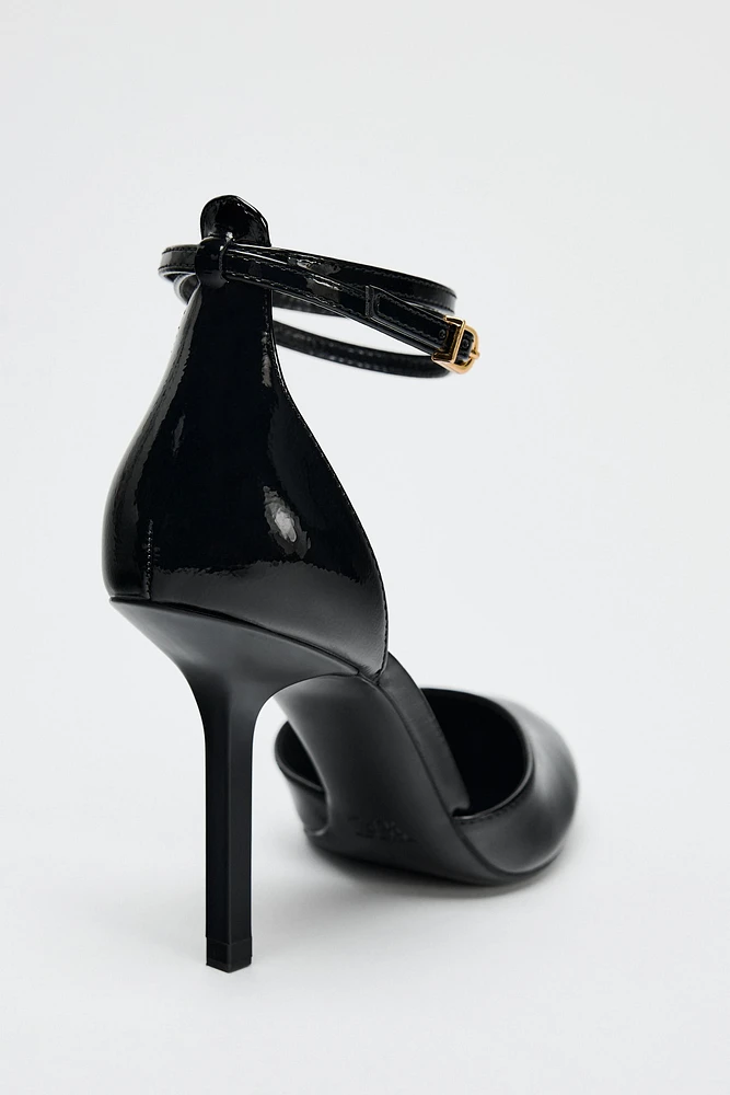 HEELED FAUX PATENT LEATHER SHOES