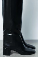 WIDE HEELED TOPSTITCHED BOOTS