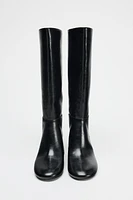 WIDE HEELED TOPSTITCHED BOOTS