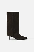 SUEDE WIDE SHAFT ANKLE BOOTS