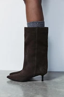 SUEDE WIDE SHAFT ANKLE BOOTS