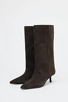 SUEDE WIDE SHAFT ANKLE BOOTS