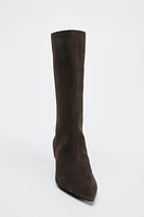 SUEDE WIDE SHAFT ANKLE BOOTS