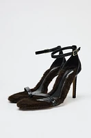 EMBOSSED LEATHER FAUX FUR SANDAL LIMITED EDITION