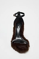 EMBOSSED LEATHER FAUX FUR SANDAL LIMITED EDITION