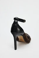 EMBOSSED LEATHER FAUX FUR SANDAL LIMITED EDITION