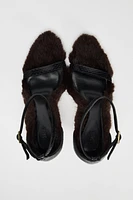 EMBOSSED LEATHER FAUX FUR SANDAL LIMITED EDITION