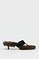 FAUX FUR LEATHER HEELED SANDALS LIMITED EDITION