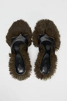 FAUX FUR LEATHER HEELED SANDALS LIMITED EDITION