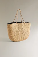 BRAIDED STRAW BAG WITH KNOTS