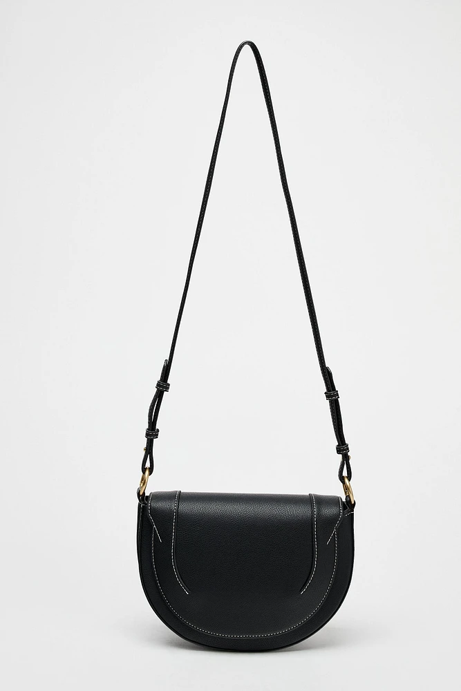 CONTRASTING TOPSTITCHING CROSSBODY BAG