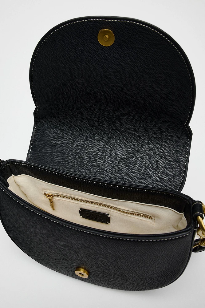 CONTRASTING TOPSTITCHING CROSSBODY BAG