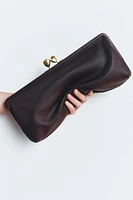 METAL TRIM LEATHER CLUTCH