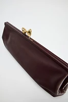 METAL TRIM LEATHER CLUTCH