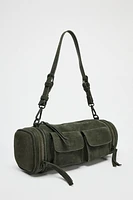 POCKETS SUEDE SHOULDER BAG