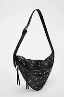 STUDDED ROCKER CROSSBODY BAG